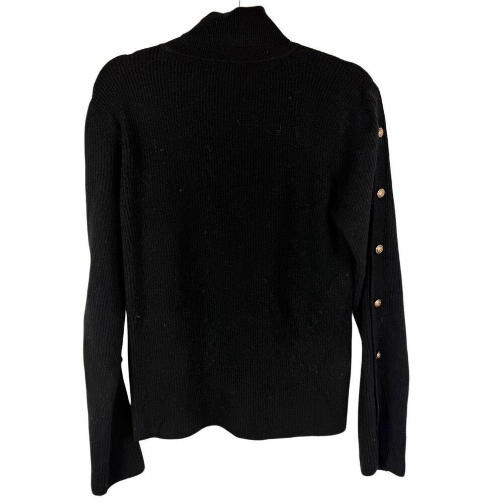 L'Agence "Delaney" ribbed turtleneck sweater with button embellishment - size L